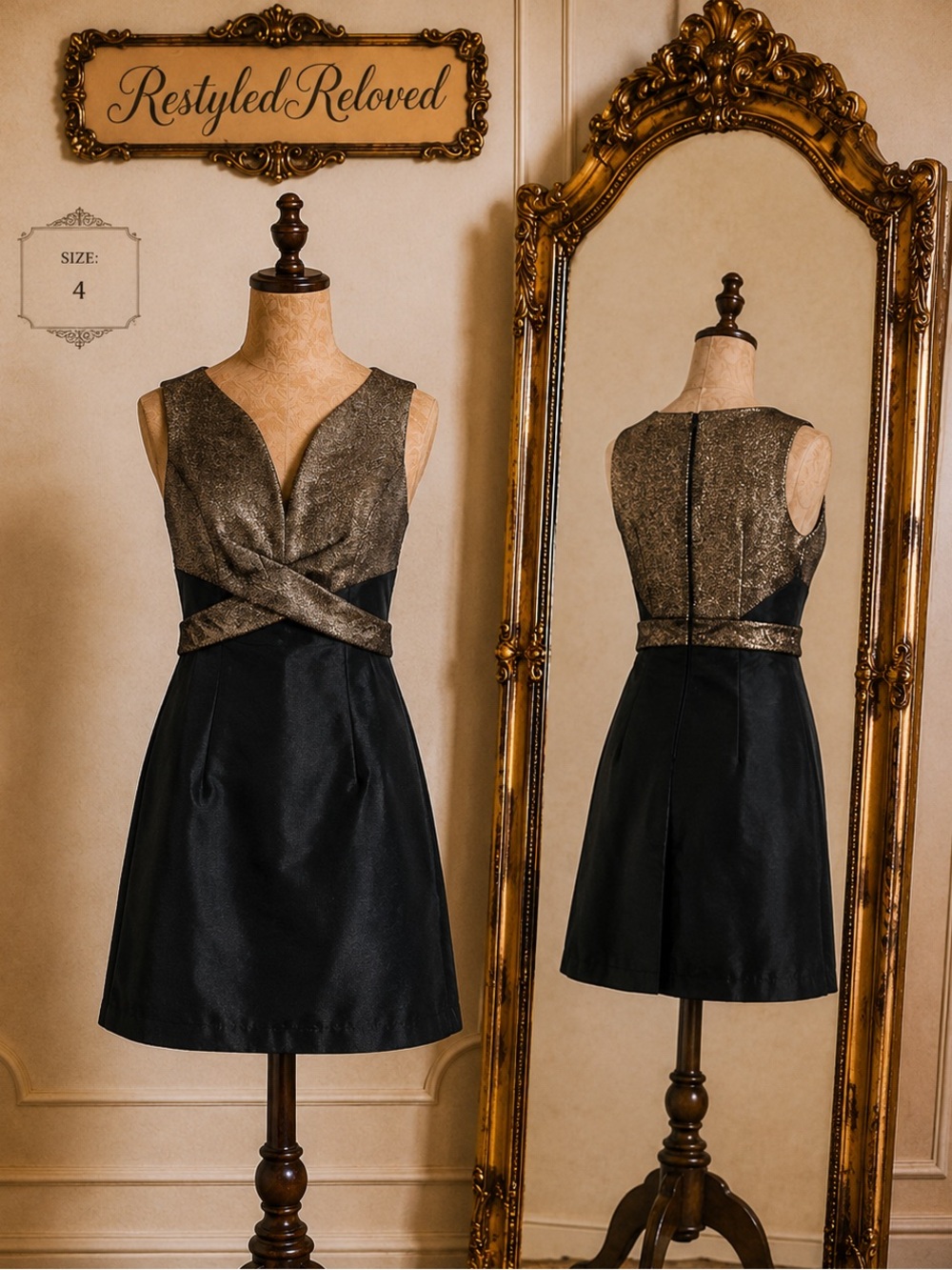 Trina Turk Lyrah Mikado Bronze/Black Dress
Size: 4 NWT